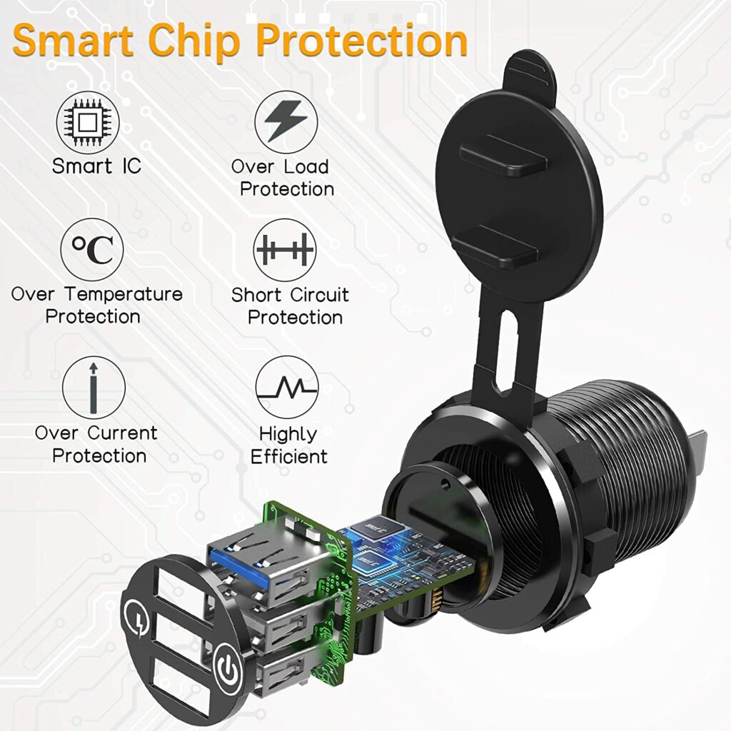 12V USB Aluminum dual Quick Charge 3.0 with PD Triple USB - Image 5