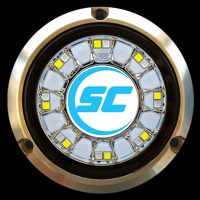 16 LED ROUND UNDERWATER MARINE LIGHT SCR-16 BLUE AND WHITE